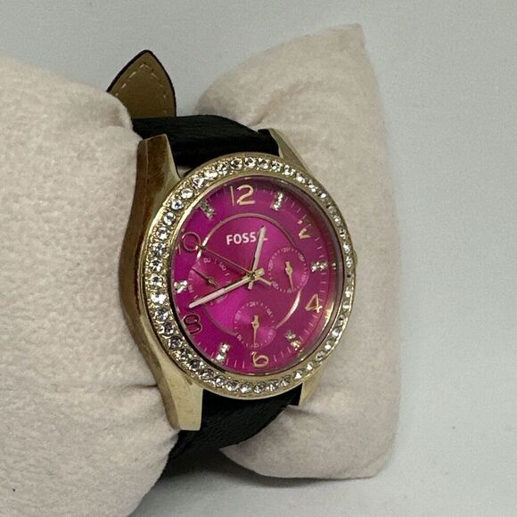 Fossil Riley ES3597 Women's Black Leather Analog Dial Quartz Wrist Watch HME279 - Picture 4 of 11